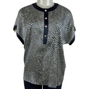 Escada Womens Black Animal Print Silk Top Size 40